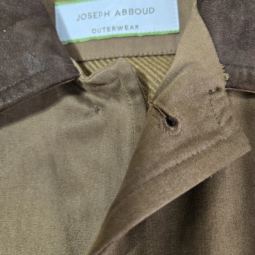 Joseph Abboud Long Brown Rancher's Coat, Men's Size L Missing Top‎ Collar Button